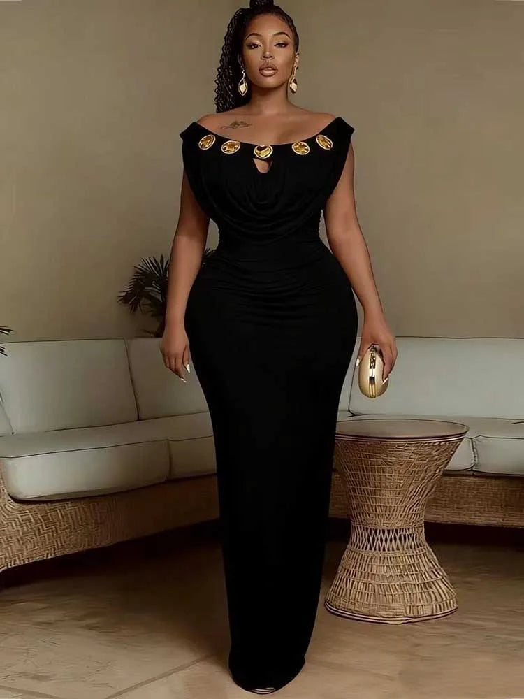 Women's Off Shoulder High Waist Bohemian Evening Dress