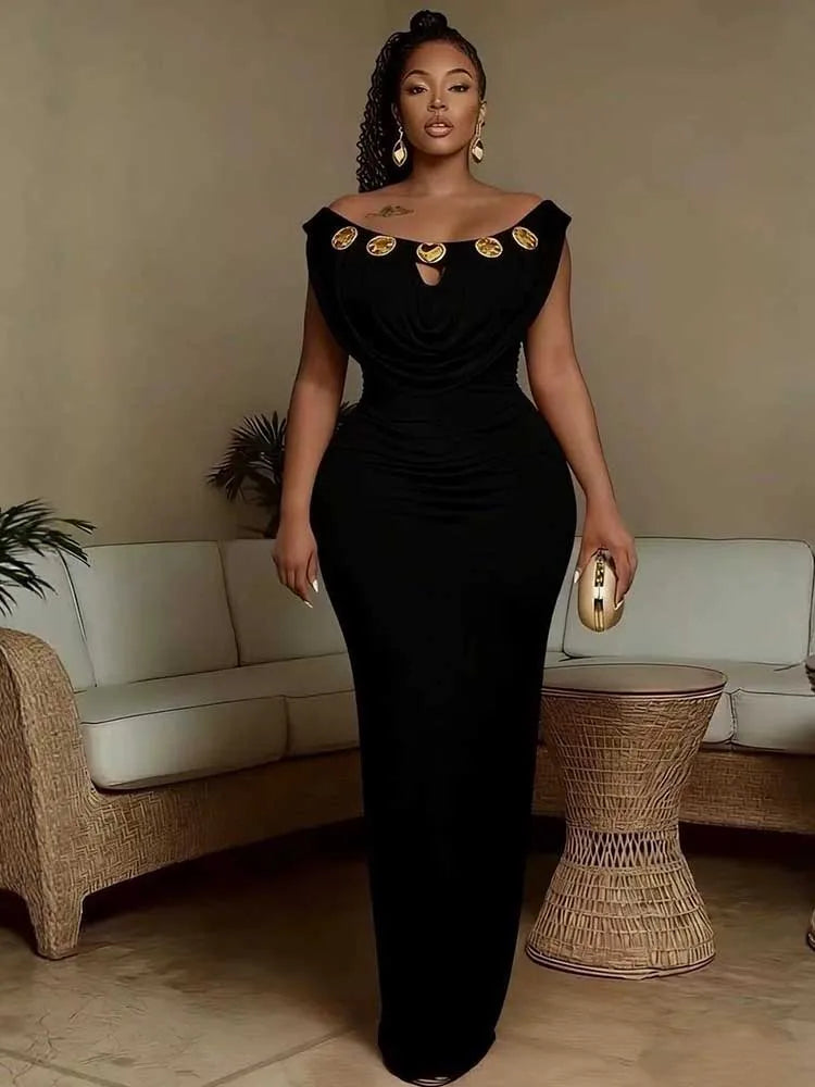 Women's Off Shoulder High Waist Bohemian Evening Dress