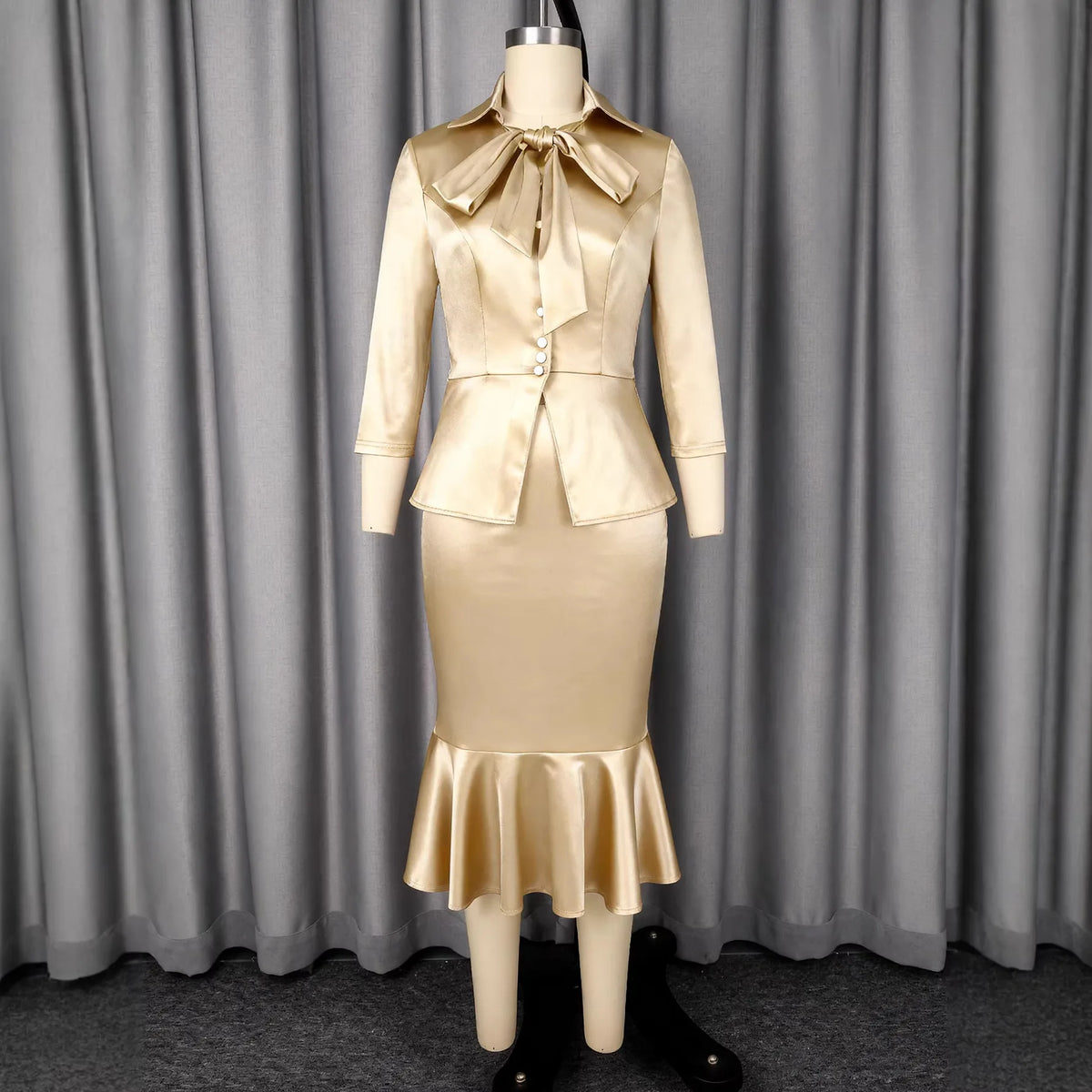 Women's Single Breasted Coat Mermaid Skirt Two-Piece Set
