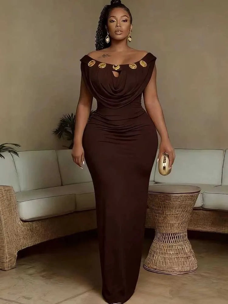 Women's Off Shoulder High Waist Bohemian Evening Dress