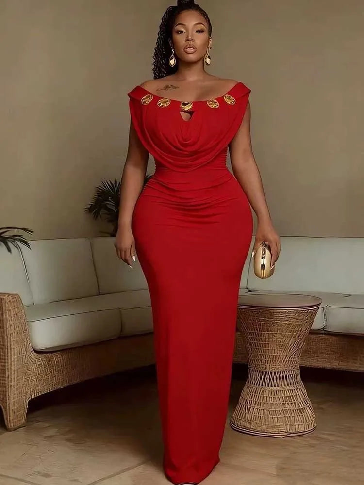 Women's Off Shoulder High Waist Bohemian Evening Dress