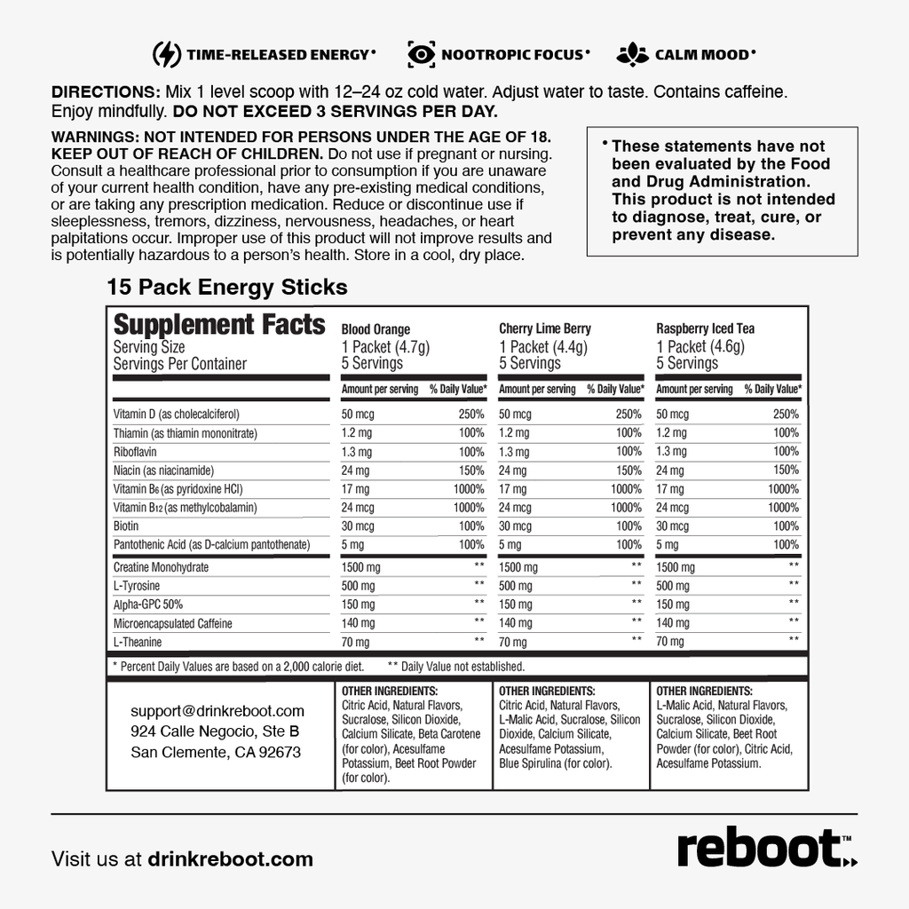 Drink Reboot Energy Variety Pack Drink Mix Sticks